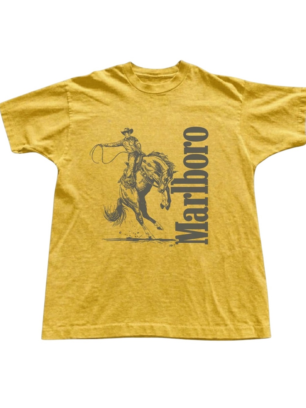 Gildan Marlboro Yellow Graphic Cowboy Tee